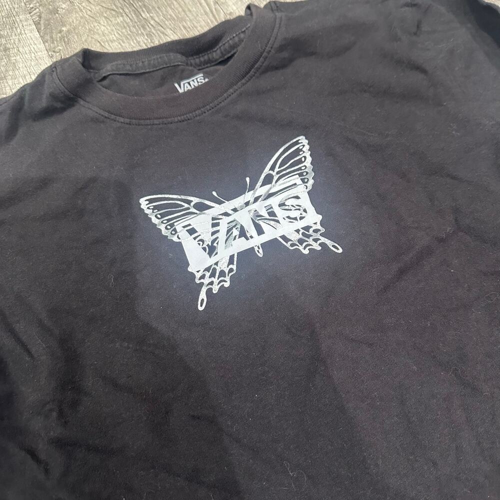 Vans Butterfly Logo Long Sleeve Graphic‎ Tee Black Checkerboard Small - Picture 3 of 5